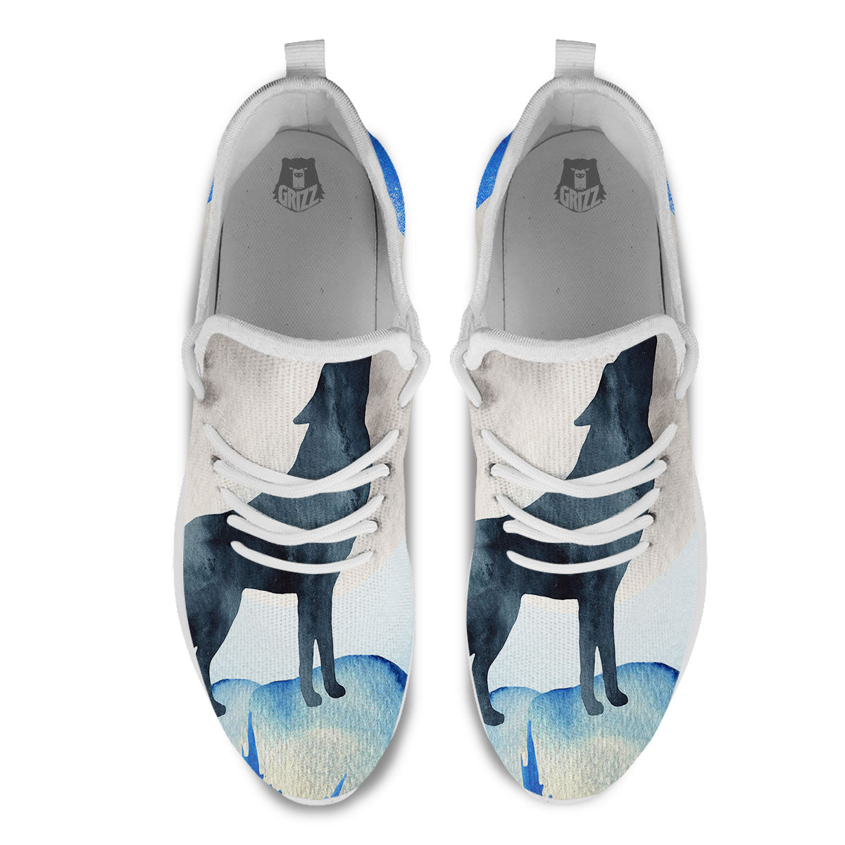 Painting Howling Wolf Snowy Print White Athletic Shoes-grizzshop