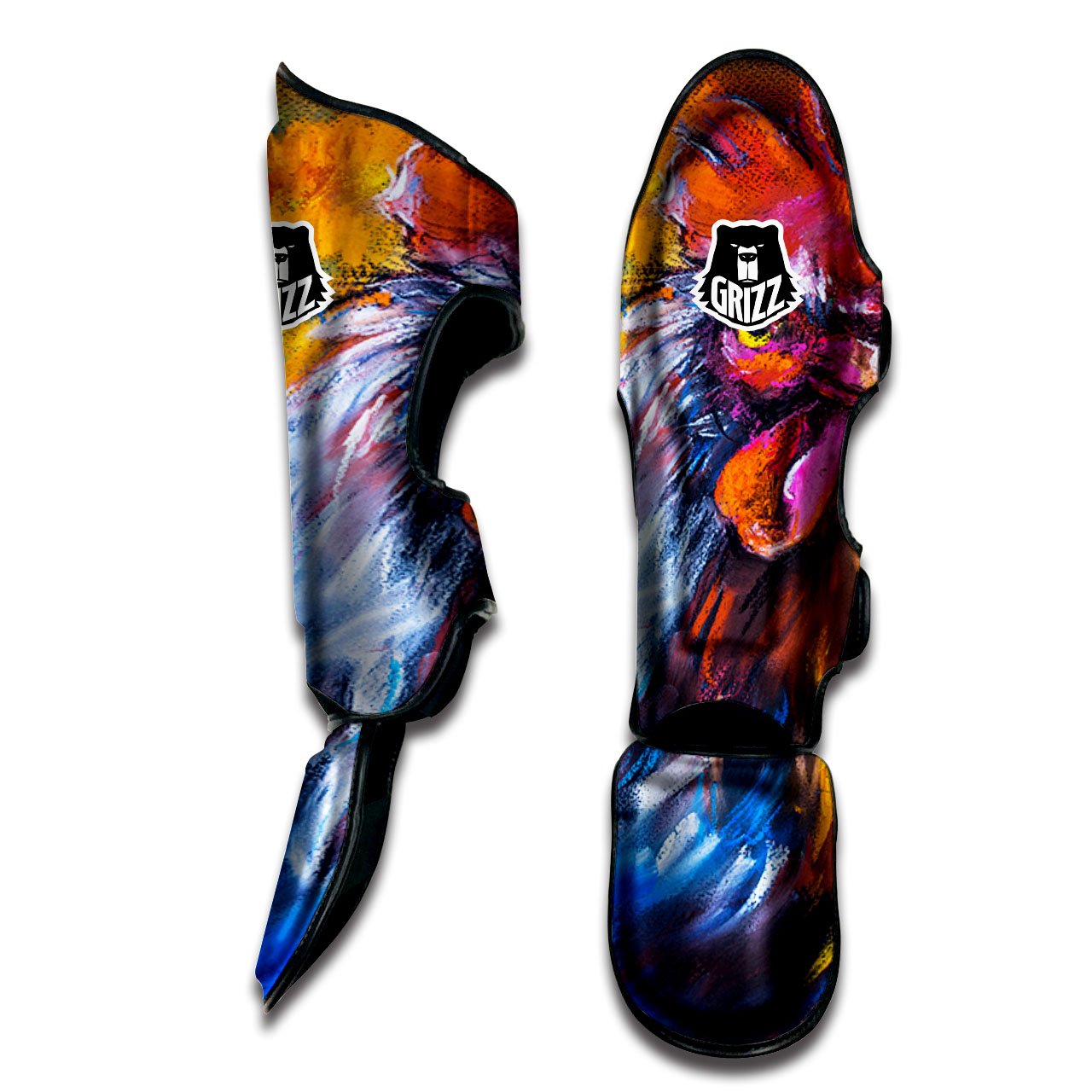 Painting Rooster Print Muay Thai Shin Guards-grizzshop