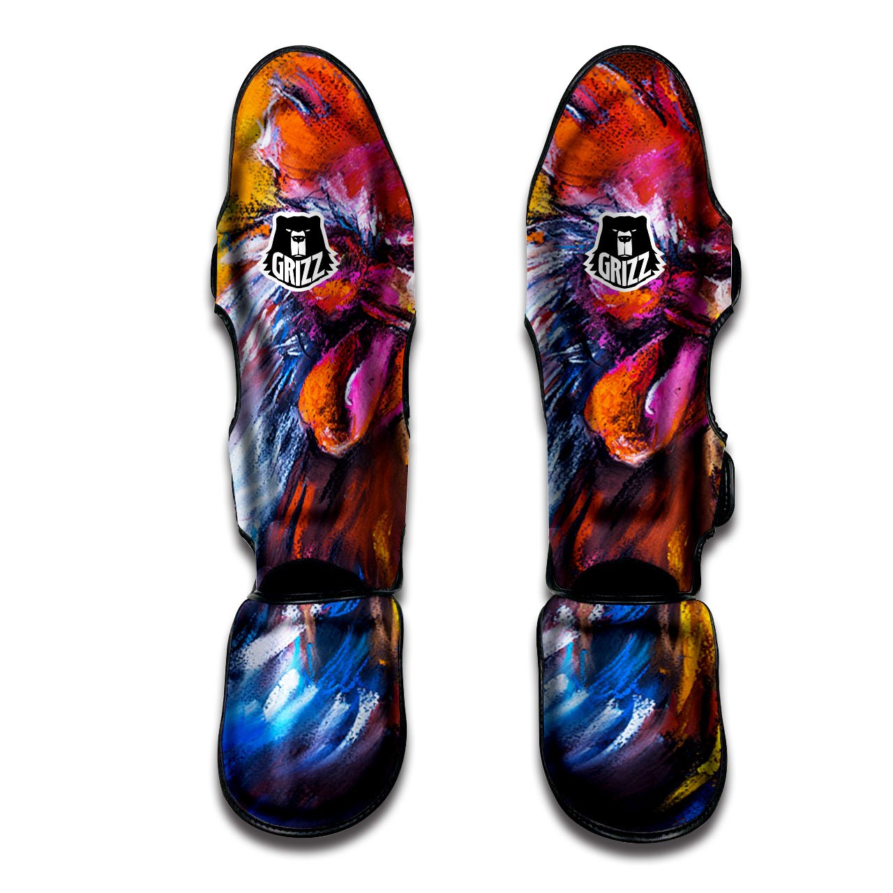 Painting Rooster Print Muay Thai Shin Guards-grizzshop