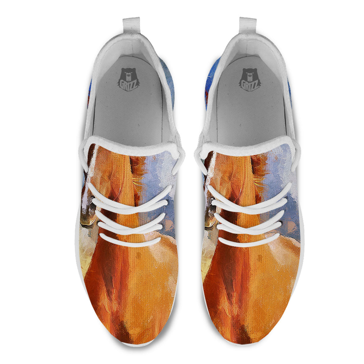 Painting Running Horses Print White Athletic Shoes-grizzshop