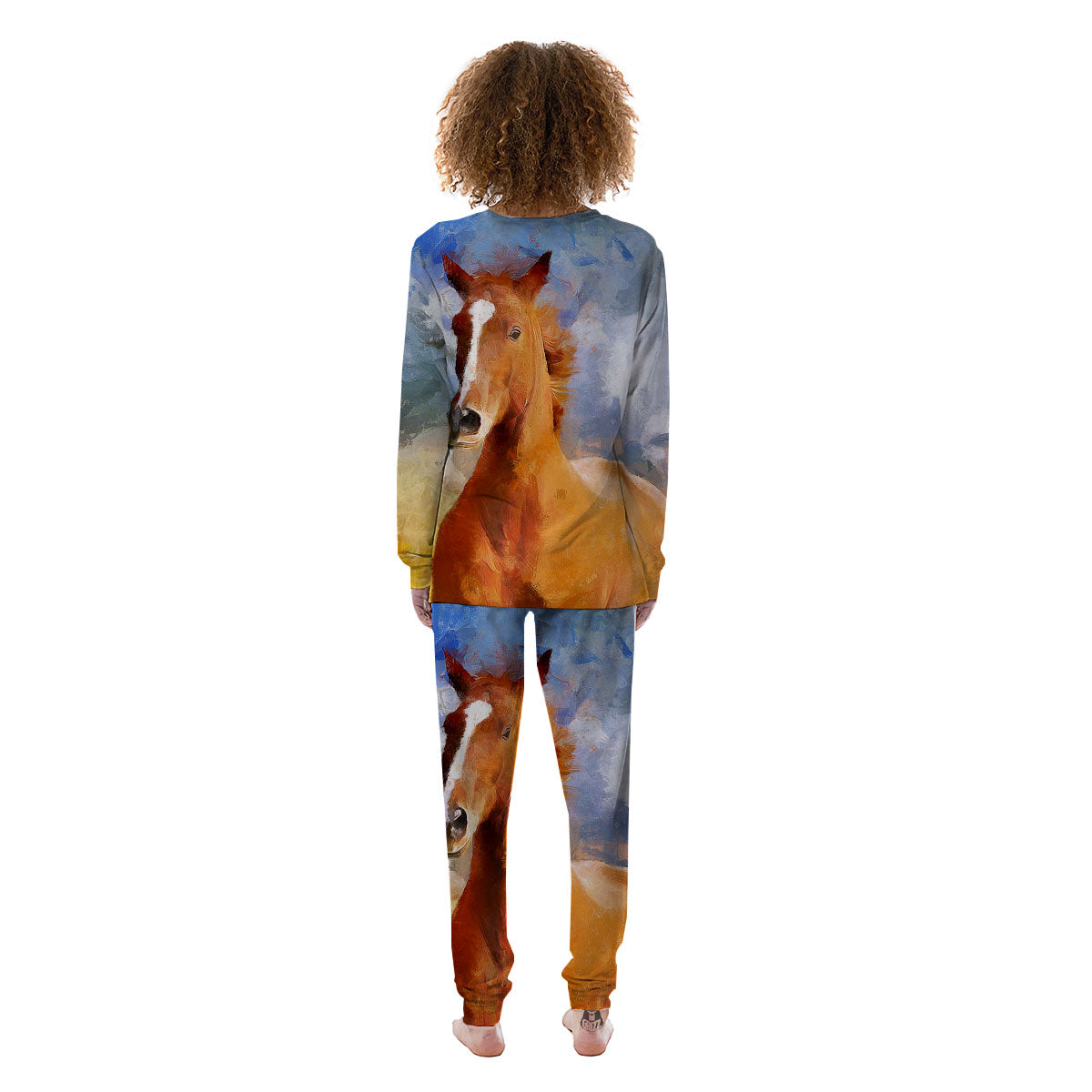 Painting Running Horses Print Women's Pajamas-grizzshop