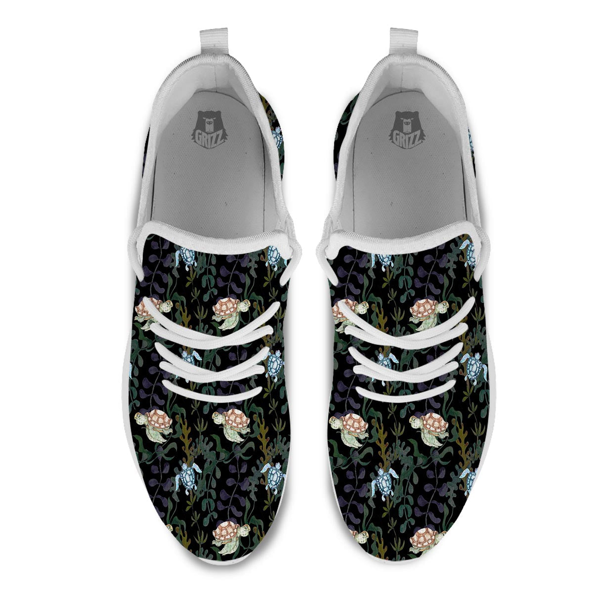 Painting Sea Turtle Print Pattern White Athletic Shoes-grizzshop