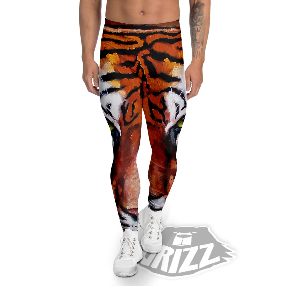 Painting Tiger Print Men's Leggings-grizzshop