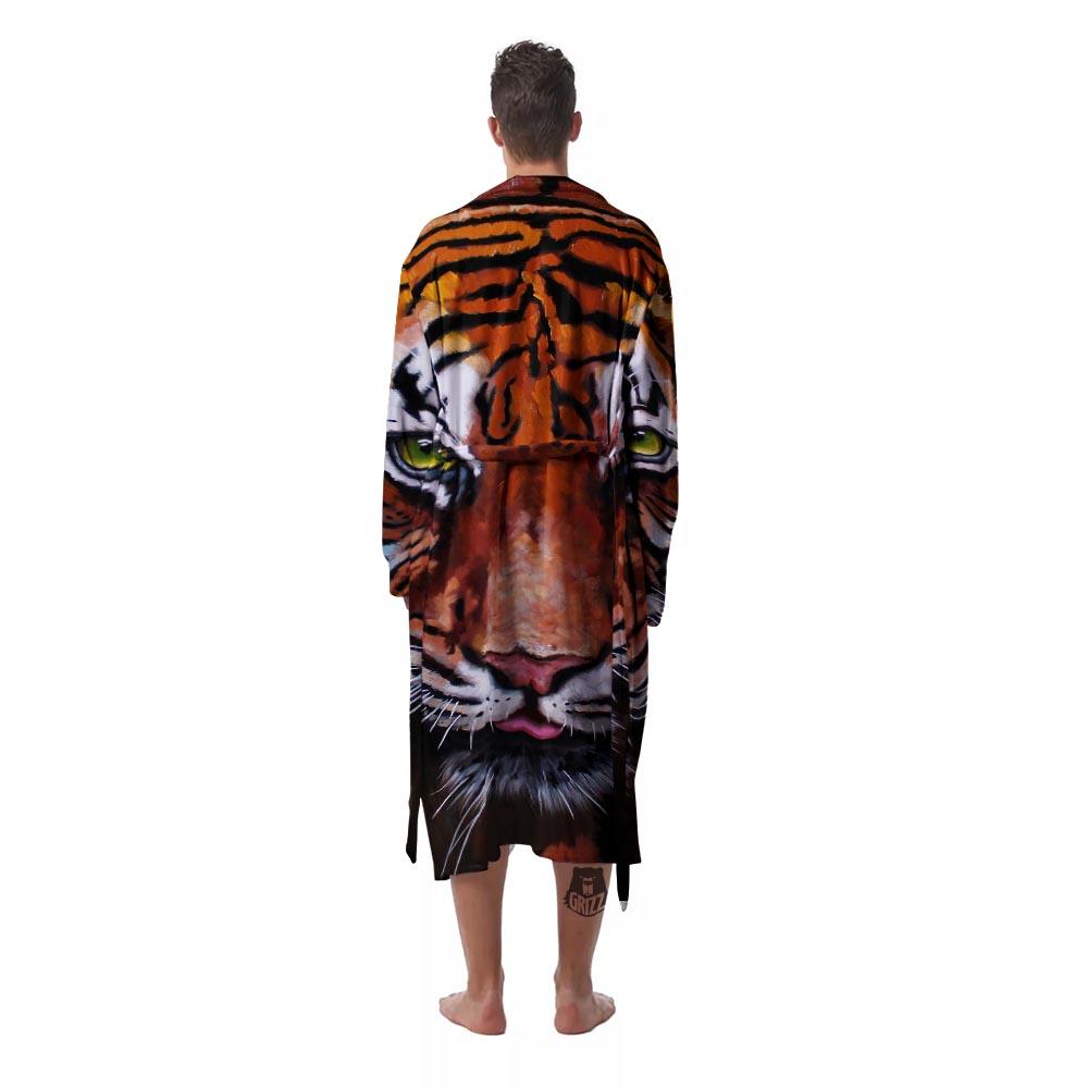 Painting Tiger Print Men's Robe-grizzshop