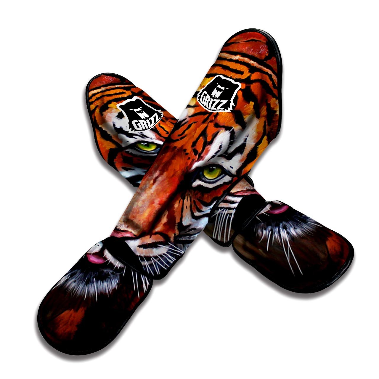 Painting Tiger Print Muay Thai Shin Guards-grizzshop