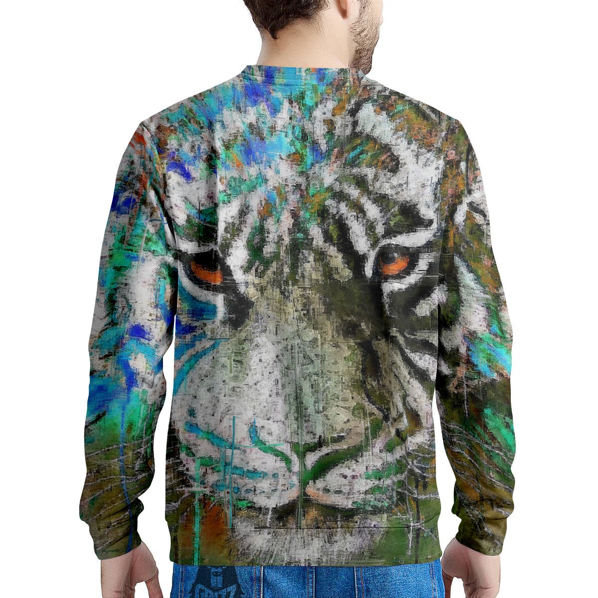 Painting White Tiger Print Men's Sweatshirt