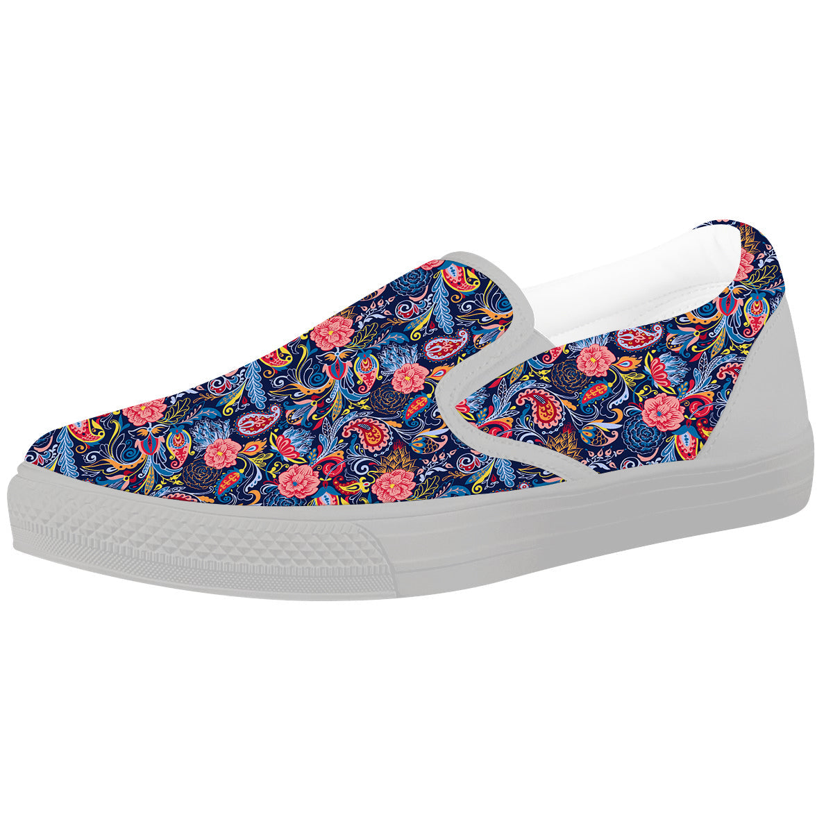 Paisley Art Print Pattern White Slip On Shoes-grizzshop