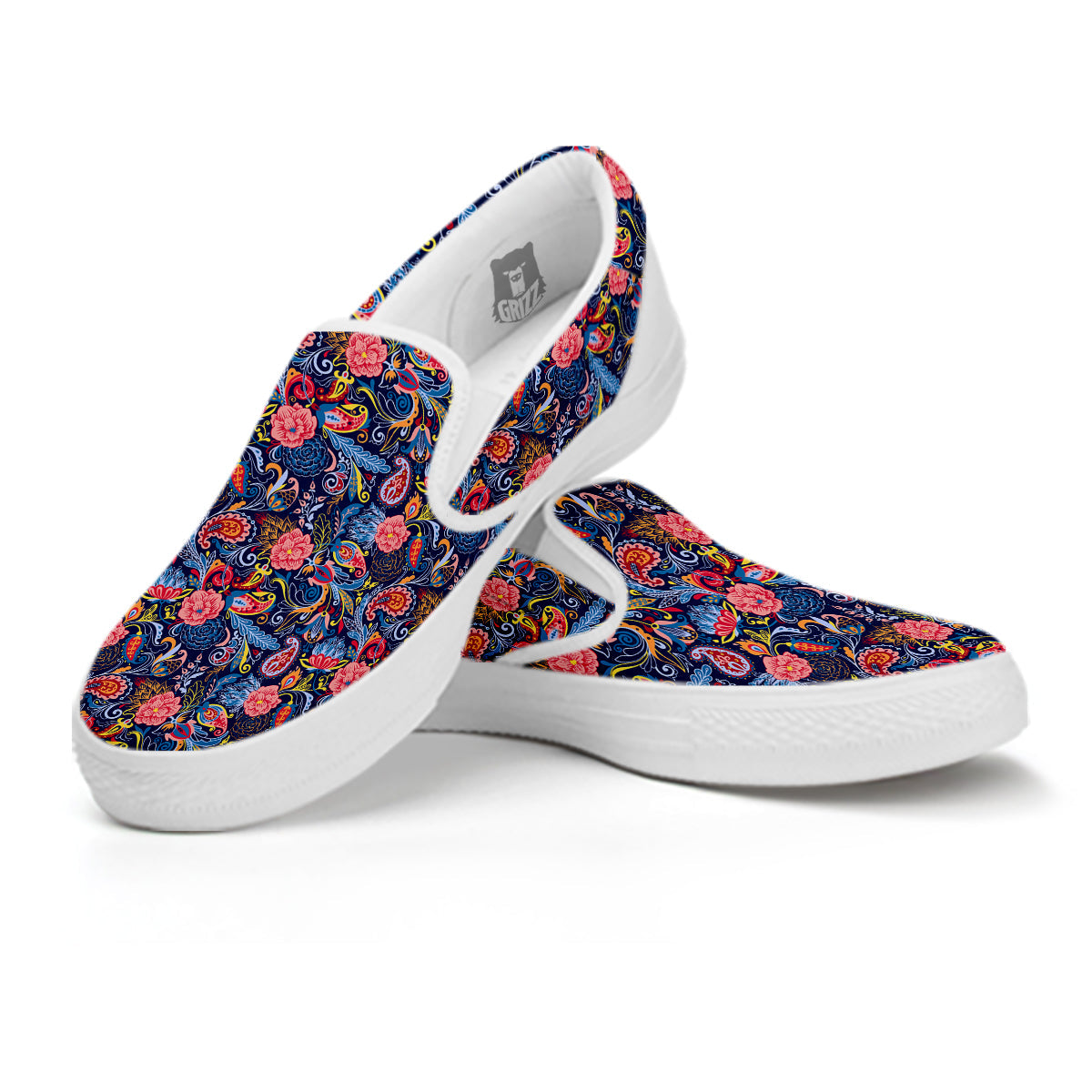 Paisley Art Print Pattern White Slip On Shoes-grizzshop