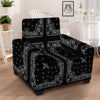 Paisley Bandana Black And White Print Pattern Armchair Slipcover-grizzshop