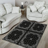 Paisley Bandana Black And White Print Pattern Floor Mat-grizzshop