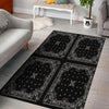 Paisley Bandana Black And White Print Pattern Floor Mat-grizzshop