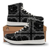 Paisley Bandana Black And White Print Pattern High Top Sneakers-grizzshop