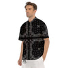 Paisley Bandana Black And White Print Pattern Men's Short Sleeve Shirts-grizzshop