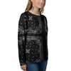 Paisley Bandana Black And White Print Pattern Women's Sweatshirt-grizzshop