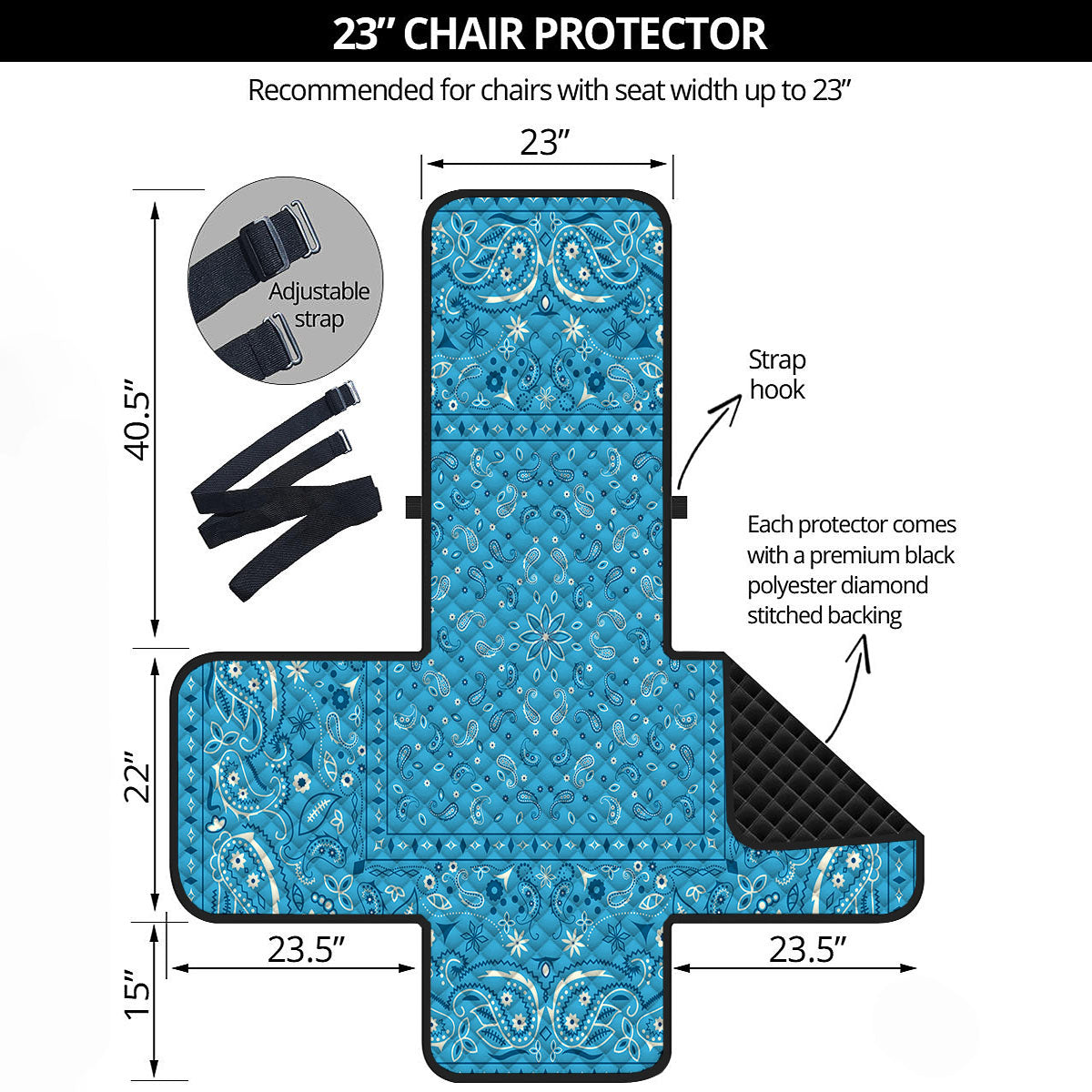 Paisley Bandana Light Blue Print Armchair Protector-grizzshop