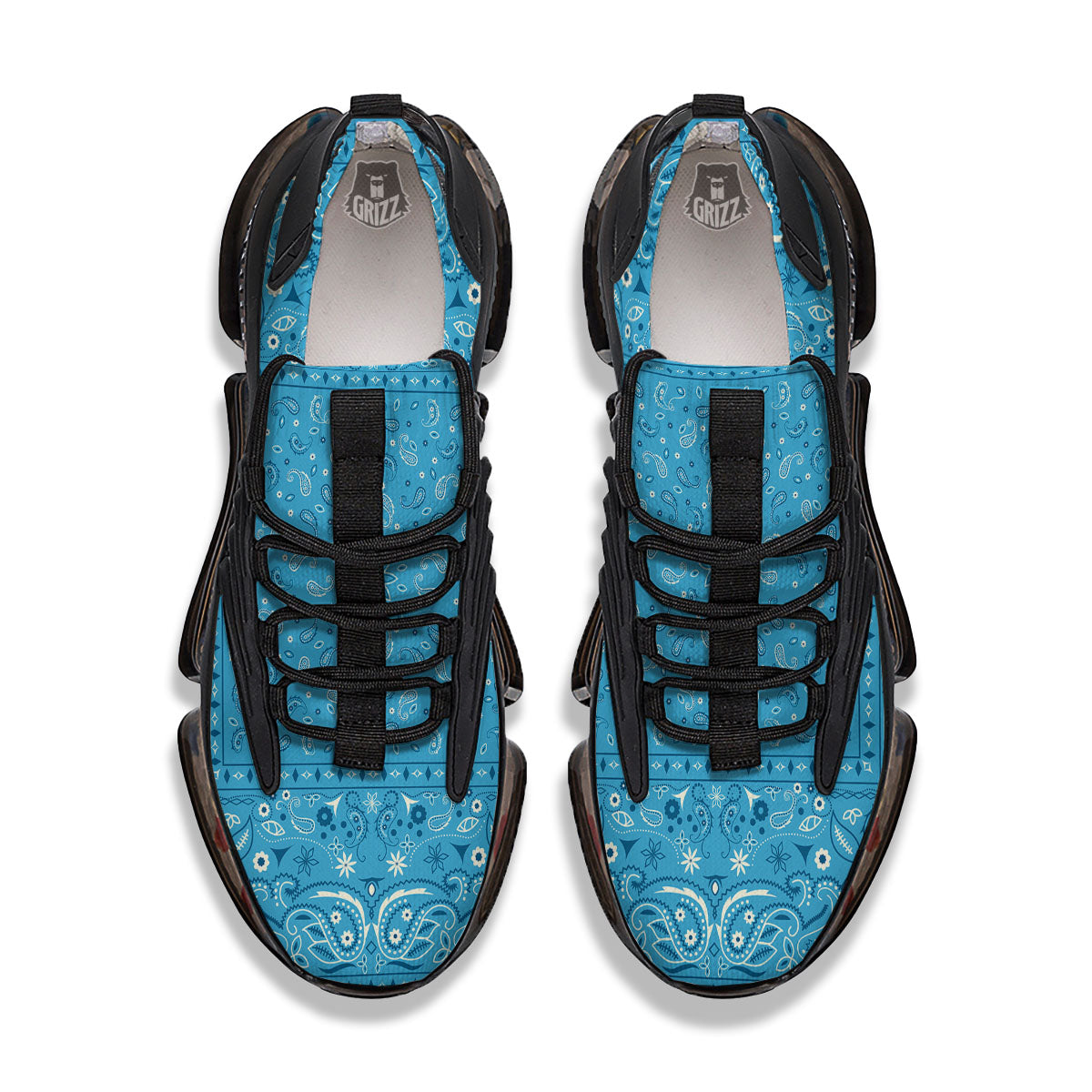 Paisley Bandana Light Blue Print Black Gym Shoes-grizzshop