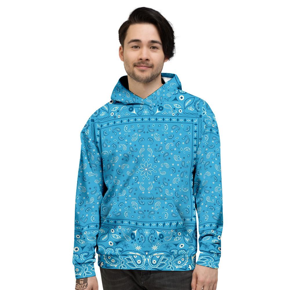 Paisley Bandana Light Blue Print Men's Hoodie-grizzshop