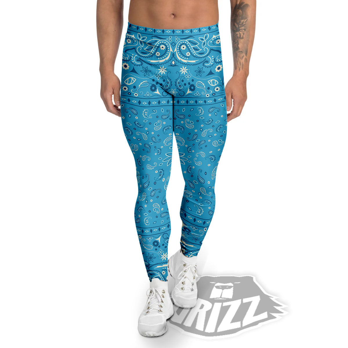 Paisley Bandana Light Blue Print Men's Leggings-grizzshop