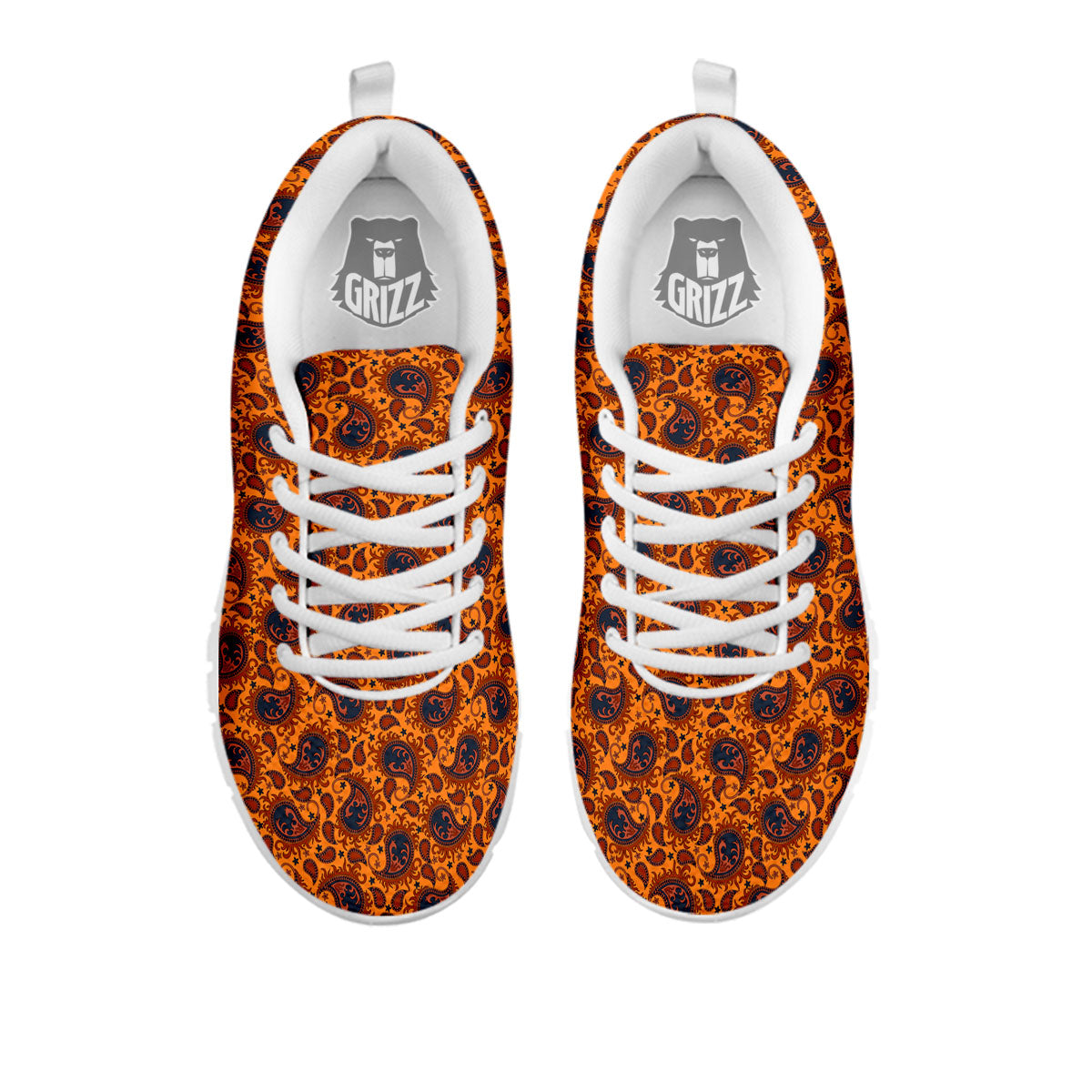 Paisley Bandana Orange Print White Sneaker-grizzshop