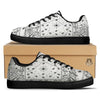 Paisley Bandana White And Black Print Black Low Top Sneakers-grizzshop