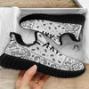 Paisley Bandana White And Black Print Black Walking Shoes-grizzshop