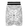 Paisley Bandana White And Black Print Boxing Shorts-grizzshop