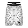 Paisley Bandana White And Black Print Boxing Shorts-grizzshop