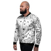 Paisley Bandana White And Black Print Men's Bomber Jacket-grizzshop