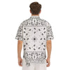 Paisley Bandana White And Black Print Men's Short Sleeve Shirts-grizzshop