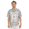 Paisley Bandana White And Black Print Men's Short Sleeve Shirts-grizzshop