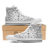 Paisley Bandana White And Black Print White High Top Shoes-grizzshop