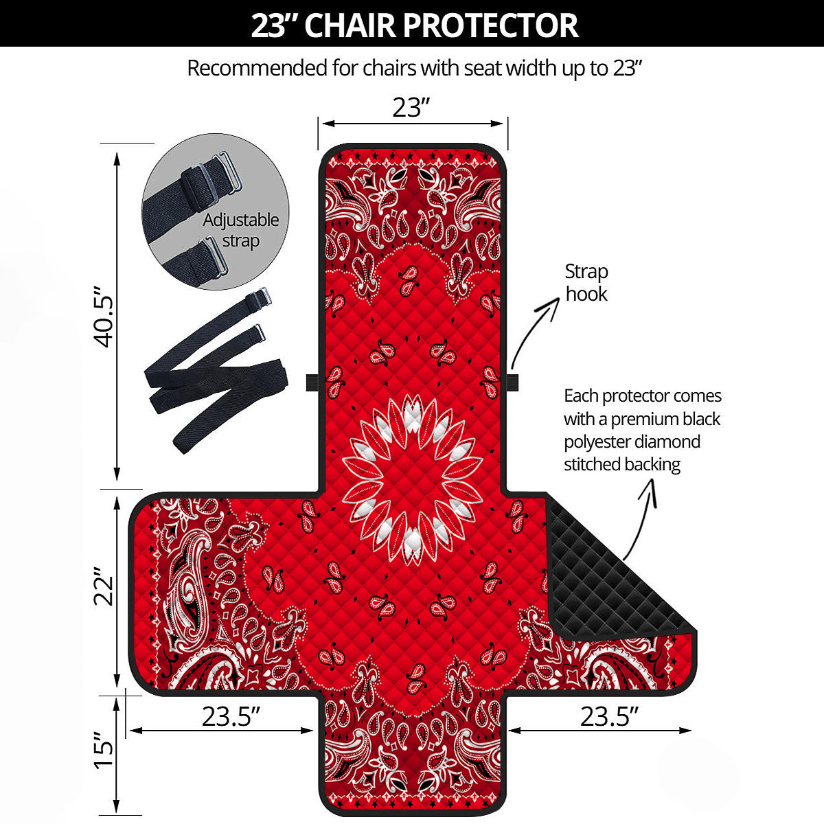 Paisley Bandana White And Red Print Armchair Protector-grizzshop