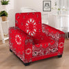 Paisley Bandana White And Red Print Armchair Slipcover-grizzshop