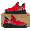 Paisley Bandana White And Red Print Black Walking Shoes-grizzshop