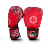 Paisley Bandana White And Red Print Boxing Gloves-grizzshop