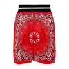 Paisley Bandana White And Red Print Boxing Shorts-grizzshop