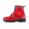 Paisley Bandana White And Red Print Leather Boots-grizzshop