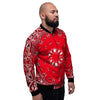 Paisley Bandana White And Red Print Men's Bomber Jacket-grizzshop