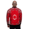 Paisley Bandana White And Red Print Men's Bomber Jacket-grizzshop