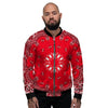 Paisley Bandana White And Red Print Men's Bomber Jacket-grizzshop