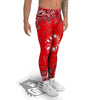 Paisley Bandana White And Red Print Men's Leggings-grizzshop