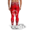 Paisley Bandana White And Red Print Men's Leggings-grizzshop