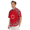 Paisley Bandana White And Red Print Men's Short Sleeve Shirts-grizzshop