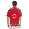 Paisley Bandana White And Red Print Men's Short Sleeve Shirts-grizzshop