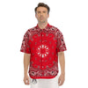 Paisley Bandana White And Red Print Men's Short Sleeve Shirts-grizzshop