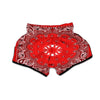 Paisley Bandana White And Red Print Muay Thai Boxing Shorts-grizzshop