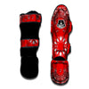 Paisley Bandana White And Red Print Muay Thai Shin Guards-grizzshop