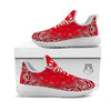 Paisley Bandana White And Red Print White Athletic Shoes-grizzshop