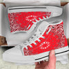 Paisley Bandana White And Red Print White High Top Shoes-grizzshop