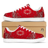 Paisley Bandana White And Red Print White Low Top Sneakers-grizzshop